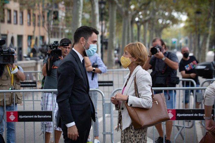 El conseller de Empresa y Trabajo de la Generalitat, Roger Torrent, a su llegada al TSJC