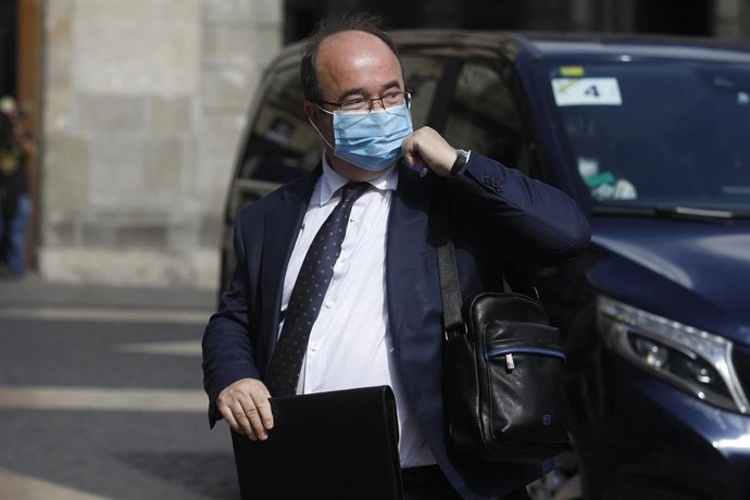 El ministro d Cultura, Miquel Iceta, a su llegada para la segunda reunión de la mesa del diálogo entre el Gobierno central y el Govern catalán, a 15 de septiembre de 2021, en Barcelona, Catalunya (España). Sánchez y Aragons inauguran hoy la nueva etapa