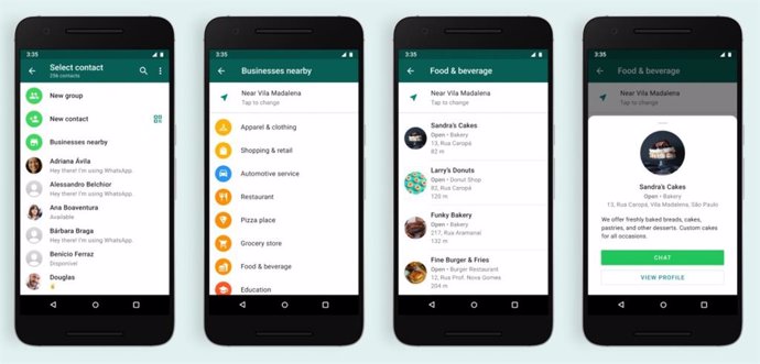 Directorio de negocios locales dentro de WhatsApp