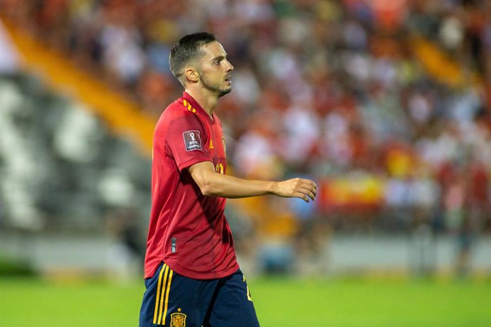 Pablo Sarabia of Spain looks on during the 2022 FIFA World Cup Qualifier match between Spain and Georgia at Nuevo Viveros Stadium on September 5, 2021 in Badajoz, Spain.