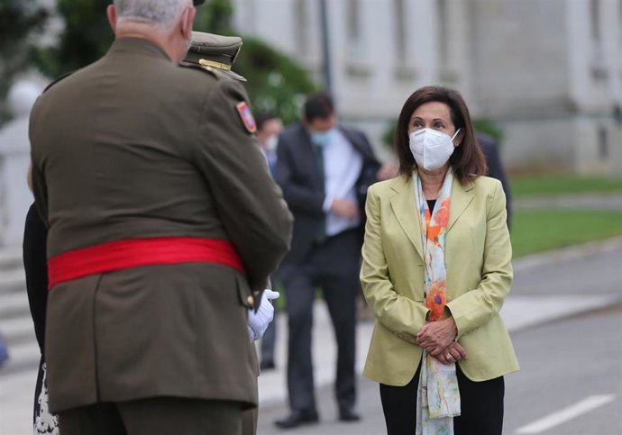 La ministra de Defensa Margarita Robles a su llegada a la inauguración del curso académico 2021-2022 en la Academia de Infantería de Toledo.