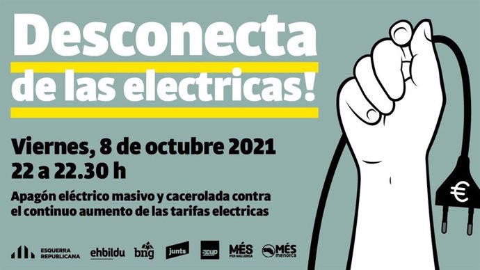 Cartel del apagón convocado por las fuerzas soberanistas firmantes del acuerdo de Llotja del Mar