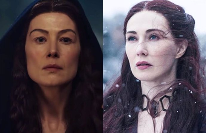 Rosamund Pike y Carice van Houten en La Rueda del Tiempo y Juego de Tronos