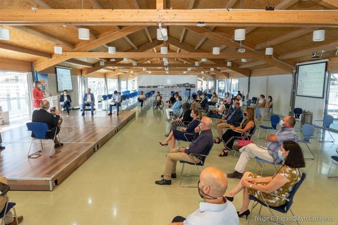 La alcaldesa de Cartagena, Noelia Arroyo, ante el Comité Evaluador la candidatura de Cartagena Ciudad Europea del Deporte 2022