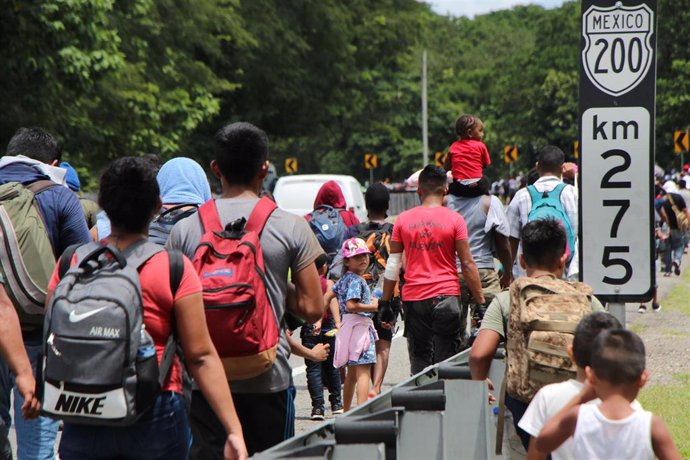 Caravana de migrantes en Chiapas, México