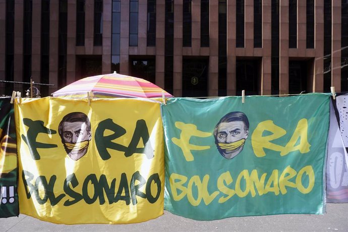 Manifestación en Sao Paulo contra el presidente de Brasil, Jair Bolsonaro.