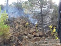 Una treintena de efectivos trabajan este sábado en la extinción del incendio de Sierra Bermeja (Málaga)