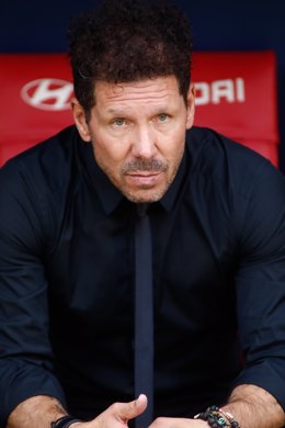 Diego Pablo Simeone, coach of Atletico de Madrid, looks on during the spanish league, La Liga Santander, football match played between Atletico de Madrid and Athletic Club at Wanda Metropolitano stadium on September 18, 2021, in Madrid, Spain.