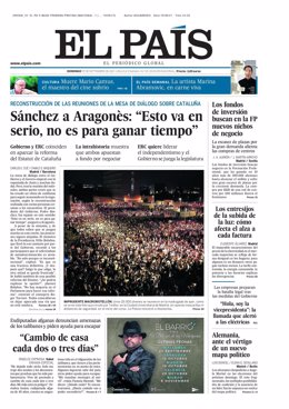 Portada de El País del 19 de septiembre de 2021