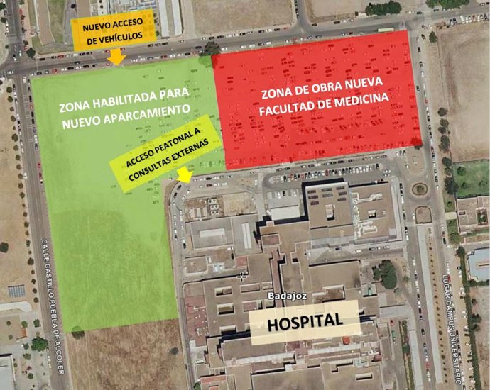 Archivo - Plano de las obras de la nueva Facultad de Medicina en Badajoz.