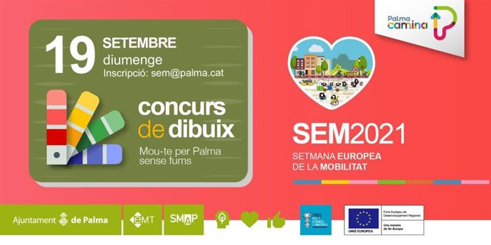 Cartel del concurso de dibujo infantil 'Mou-te per Palma sense fums'.