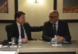 Archivo - El ministro de Exteriores de Nicaragua, Denis Moncada, y el vicepresidente venezolano Jorge Rodríguez