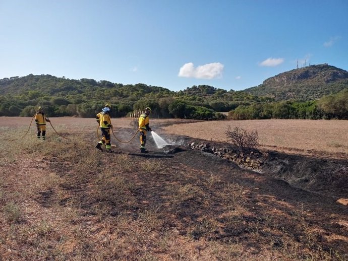 Medios del Ibanat actúan contra un incendio forestal en Santa Eullia (Menorca)