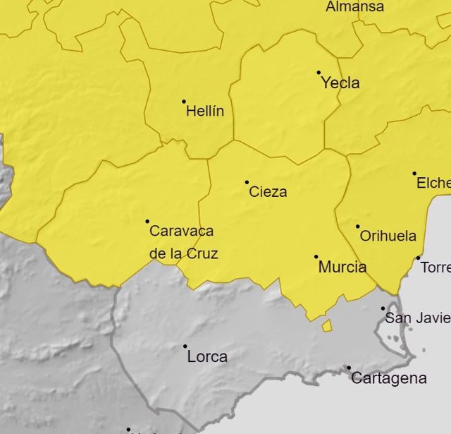 Mapa actualizado de alertas meteorológicas