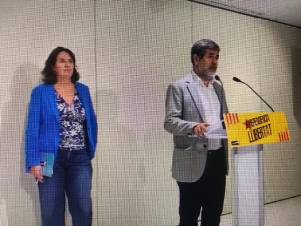 El secretario general de Junts y expte de la ANC, Jordi Snchez, con la actual pta de la ANC, Elisenda Paluzie