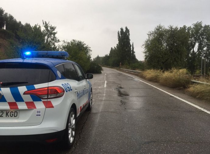 Imagen de la Policía Municipal en actuación de seguridad como consecuencia de la caída de un árbol en la antigua N-620.