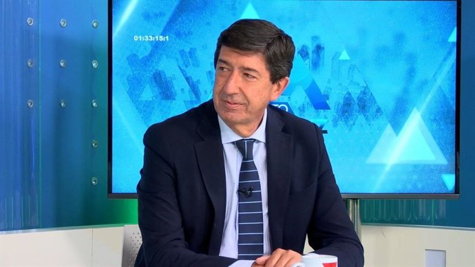 El vicepresidente de la Junta de Andalucía, Juan Marín, en una entrevista en 7TV Andalucía.