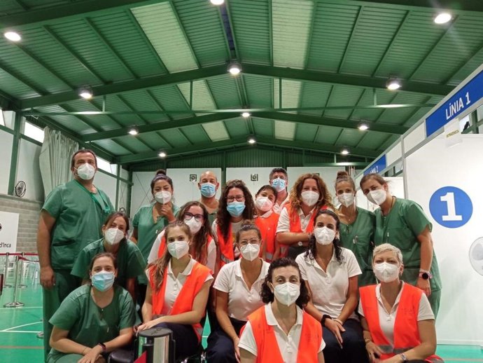 Algunos de los profesionales que han trabajado en el centro de vacunación de Inca.