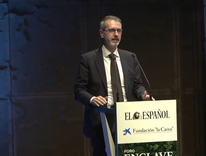 El presidente de Indra, Marc Murtra, durante su intervención en un evento sobre sostenibilidad organizado este martes 21 de septiembre de 2021 por Fundación La Caixa y 'El Español'