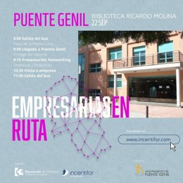 Cartel promocional de 'Empresarias en ruta' en Puente Genil.