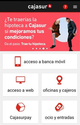 Acceso principal a la 'app' de Cajasur.