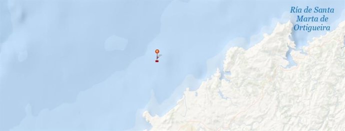 Zona en la que un pesquero de Cedeira pidió auxilio tras meterse un cabo en la hélice.