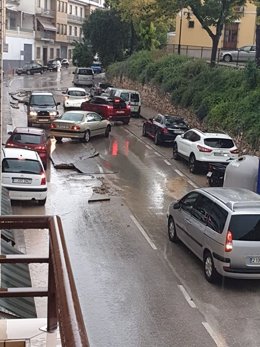 Daños provocados en Lucena (Córdoba) por la fuerte tormenta de lluvia y granizo.