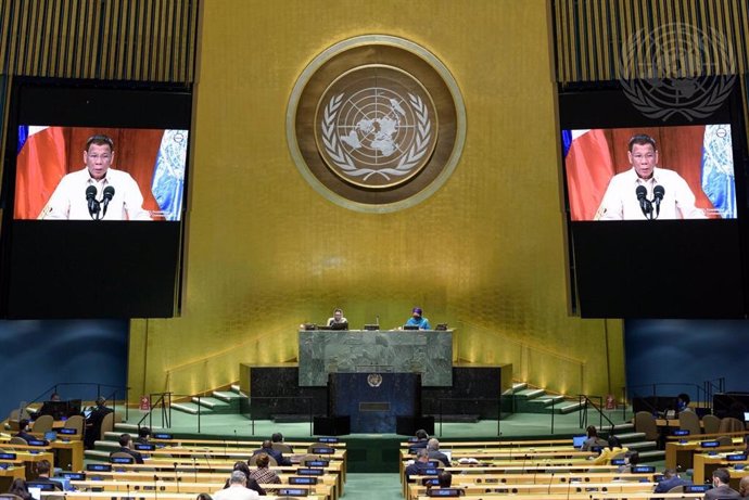 El presidente de Filipinas, Rodrigo Duterte, durante su intervención en la Asamblea General de Naciones Unidas