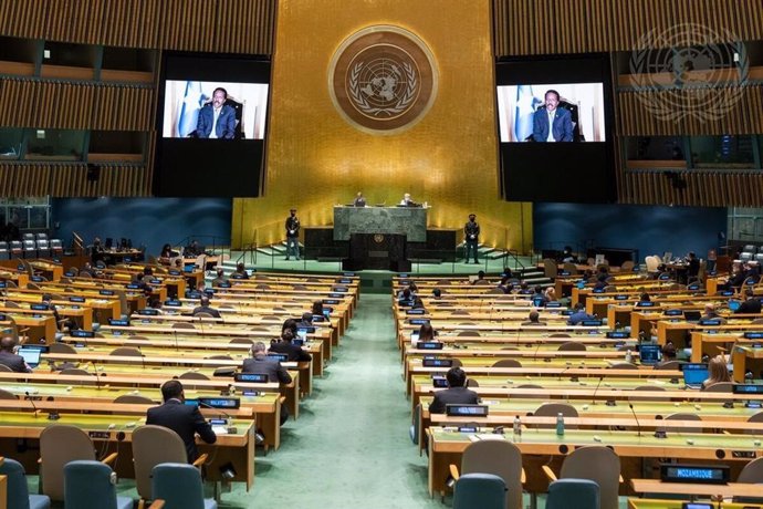 El presidente de Somalia, Mohamed Abdullahi 'Farmajo', habla ante la Asamblea General de la ONU.