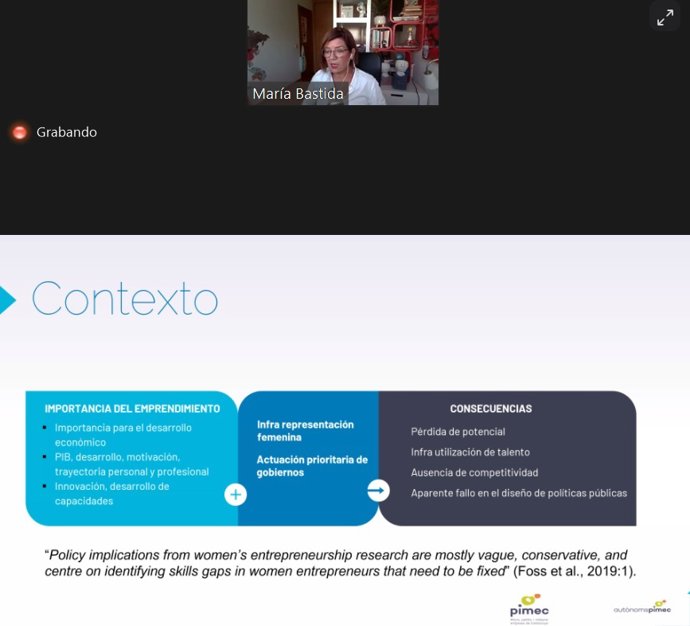 Presentación del informe de Pimec 'Dona i autoocupació a Espanya. Perspectiva de gnere i mesures per a la seva incorporació'