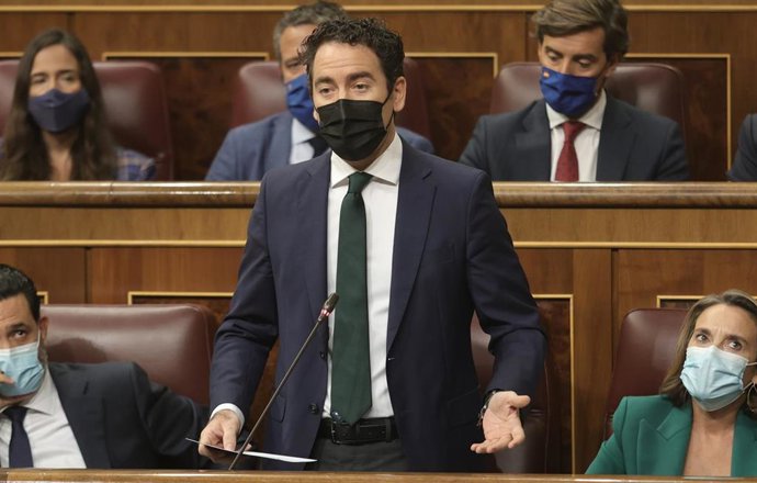 El secretario general del PP, Teodoro García Egea, interviene en una sesión de control al Gobierno en el Congreso de los Diputados, a 15 de septiembre de 2021, en Madrid, (España). En esta sesión, la primera del nuevo curso político, el Gobierno deberá 