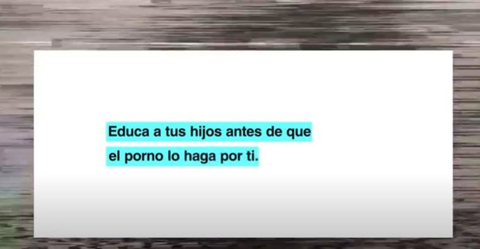 Imagen del spot de la campaña  de la FAD  para la prevención del consumo de pornografía por menores.