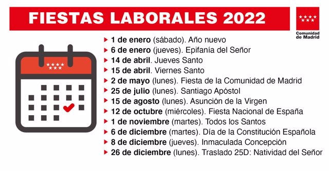 Calendario laboral en la Comunidad de Madrid para 2022