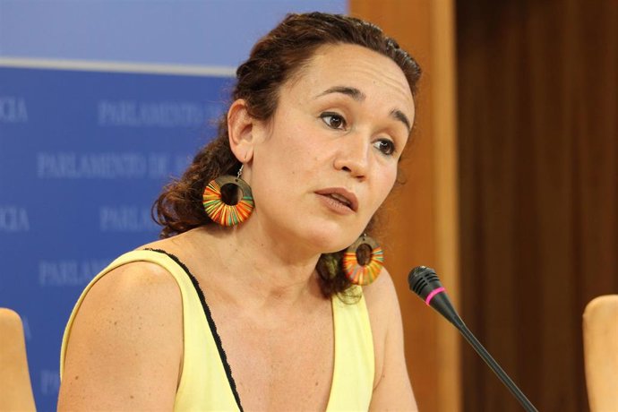 La portavoz adjunta de Unidas Podemos por Andalucía en el Parlamento andaluz, Ana Naranjo, en rueda de prensa.