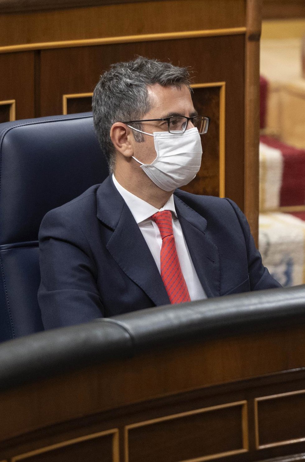 El ministro de la Presidencia, Relaciones con las Cortes y Memoria Democrática, Félix Bolaños, durante una sesión plenaria en el Congreso de los Diputados, a 13 de septiembre de 2021, en Madrid (España). El pleno del Congreso de los Diputados debate hoy
