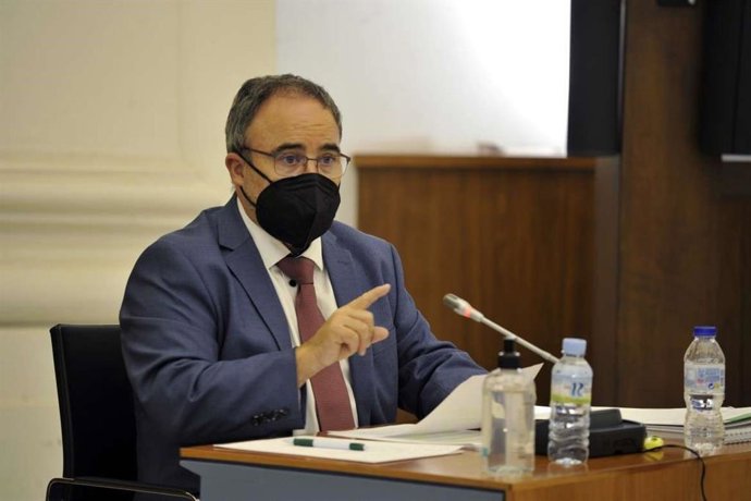 El director general de Turismo de la Junta de Extremadura, Francisco Martín Simón, en una comparecencia en la Asamblea