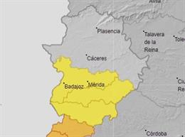 Archivo - Zonas de Badajoz en riesgo por tormentas el jueves.