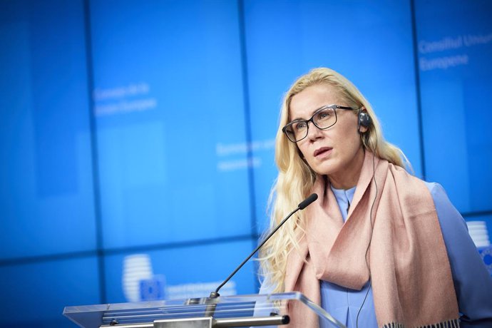 Archivo - HANDOUT - 14 December 2020, Belgium, Brussels: European Commissioner for Energy Kadri Simson speaks during an online press conference on renewable energy at EU headquarters in Brussels. Photo: Mario Salerno/EU Council/dpa - ATTENTION: editoria