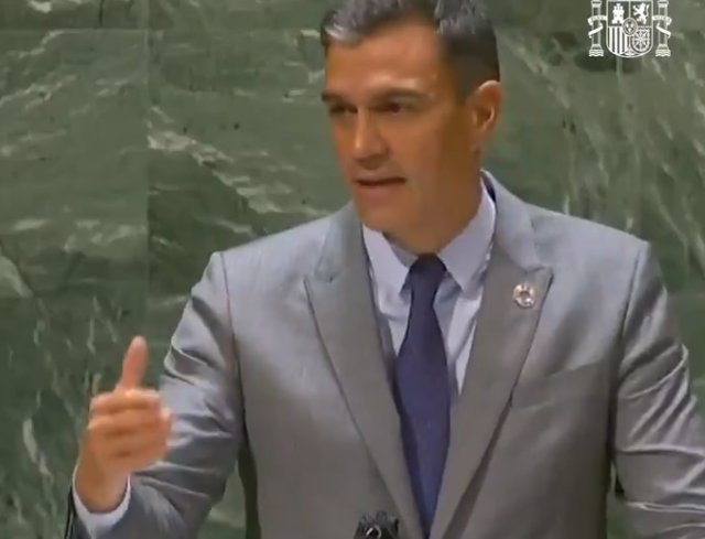 El presidente del Gobierno, Pedro Sánchez, da un discurso en la Asamblea General de la ONU