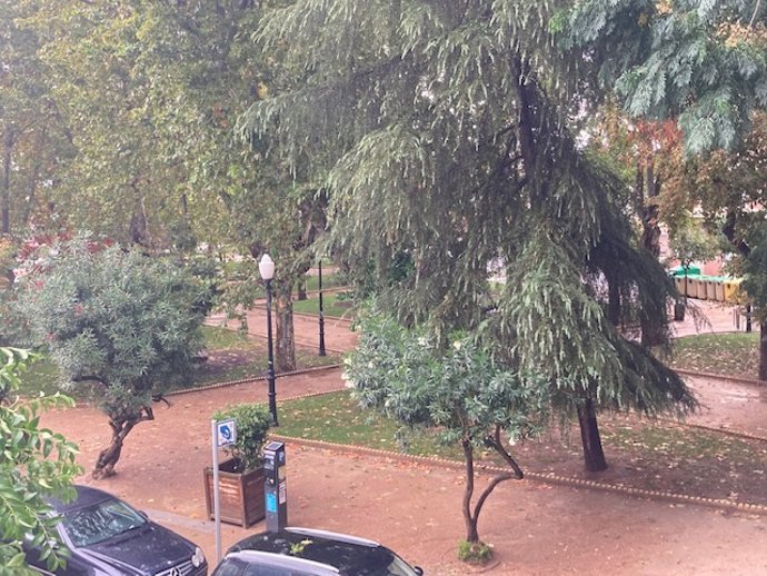 Parque de Mérida en un día lluvioso
