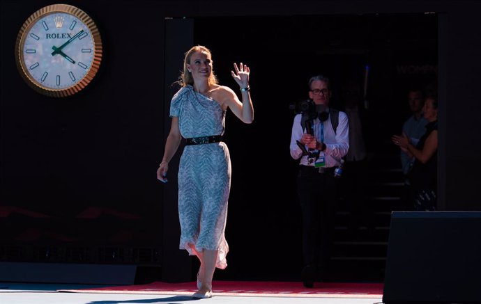 Archivo - Caroline Wozniacki of Denmark is honored as AO Inspirational Woman 20202 at the 2020 Australian Open Grand Slam tennis tournament