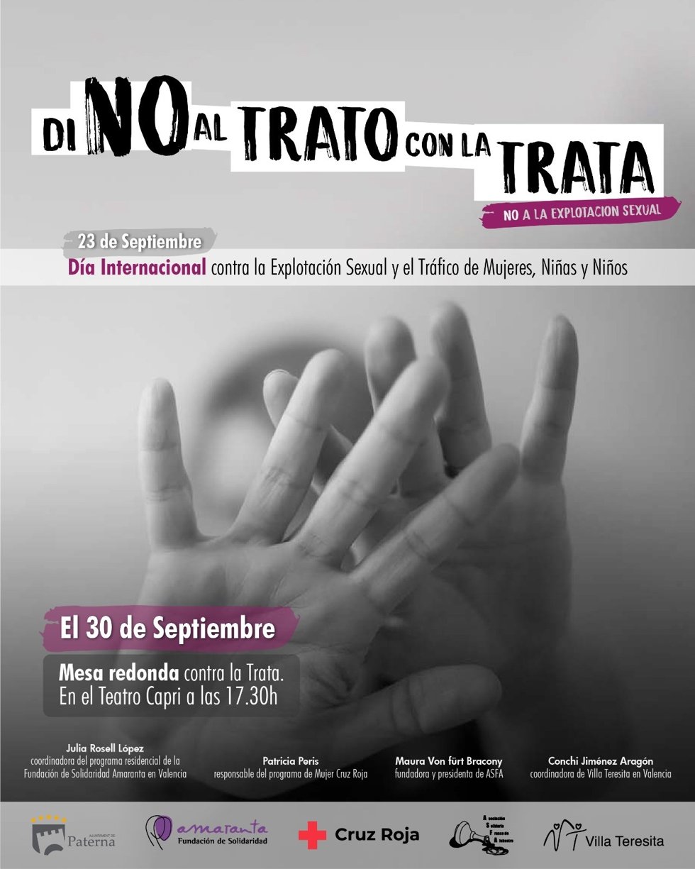 Imagen de la campala del Ayuntamiento de Paterna contra la trata de mujeres, niñas y niños