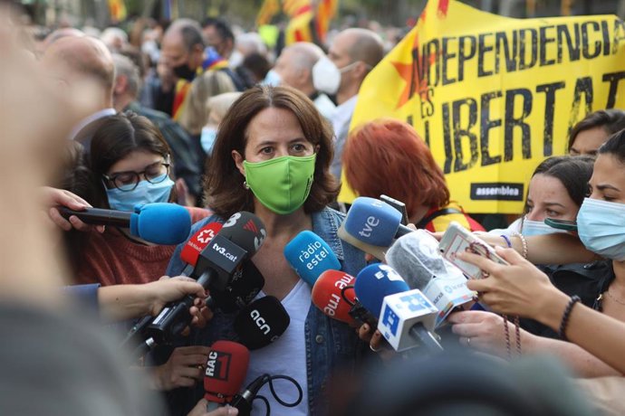La presidenta de la ANC, Elisenda Paluzie, en la concentración de este viernes