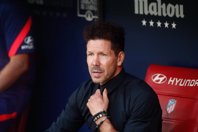 Diego Pablo Simeone, coach of Atletico de Madrid, looks on during the spanish league, La Liga Santander, football match played between Atletico de Madrid and Athletic Club at Wanda Metropolitano stadium on September 18, 2021, in Madrid, Spain.