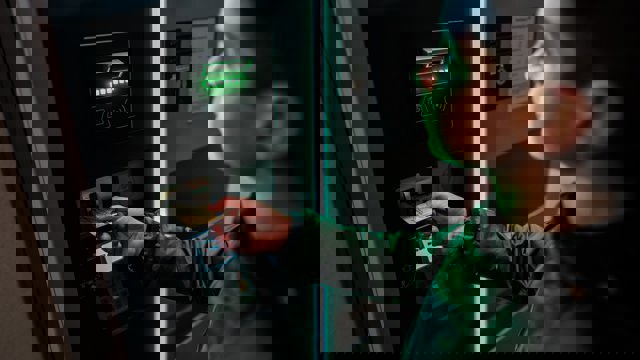 Una personas retira dinero en un cajero