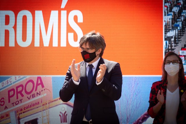 El expresident Carles Puigdemont; durante el acto de celebración de los 60 años de Òmnium Cultural, a 16 de julio de 2021, en Elna, (Francia)