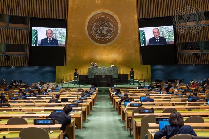 El presidente de Líbano, Michel Aoun, ante la Asamblea General de la ONU