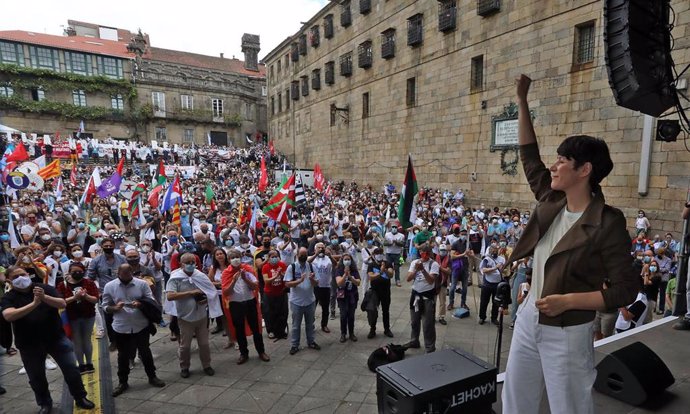 Archivo - La portavoz nacional del BNG, Ana Pontón, durante la manifestación que ha convocado el partido con motivo del Día da Patria Galega, a 25 de julio de 2021, en Santiago de Compostela, Galicia (España). 