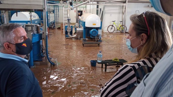 Yolanda García Seco contempla los daños del temporal en Arroyo de San Serván.