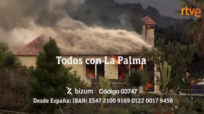RTVE lanza la campaña solidaria 'Todos con La Palma' para apoyar a los damnificados por el volcán.